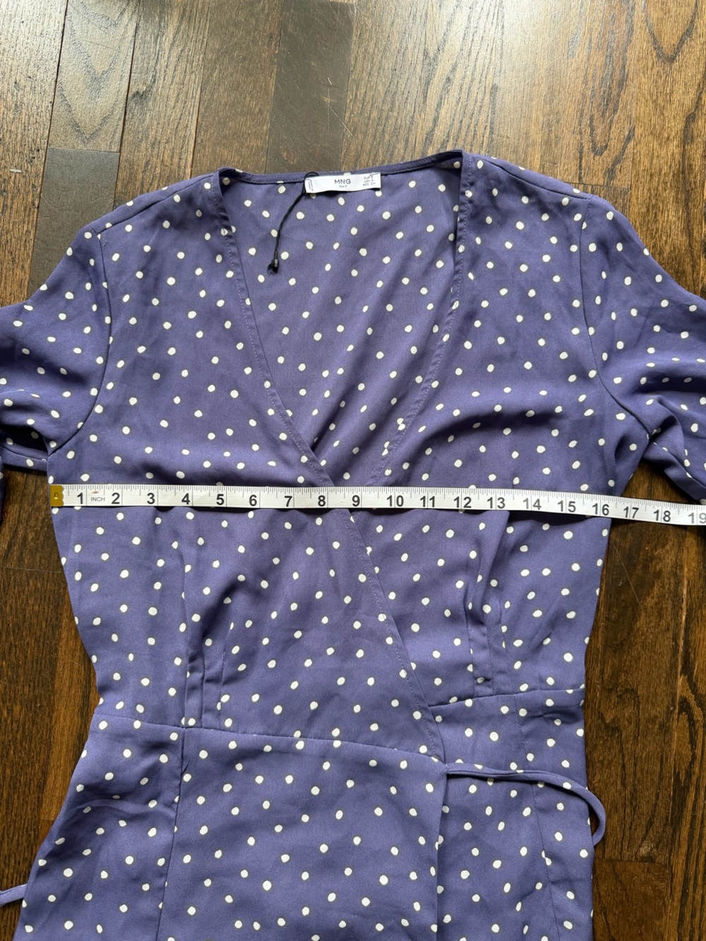 Mango Periwinkle Polka Dot Wrap Midi Dress - Picture 6 of 7
